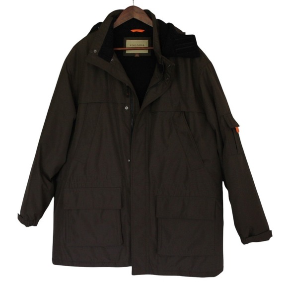 Sonoma Life Style Mens XL Olive Green Hooded Winter Coat Jacket - Picture 1 of 7